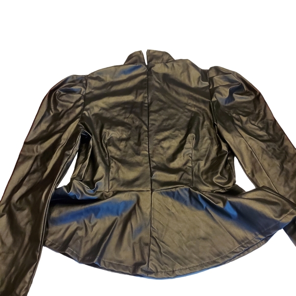 Long sleeve Matte Mock Neck Turtleneck Faix Leather - Picture 5 of 5
